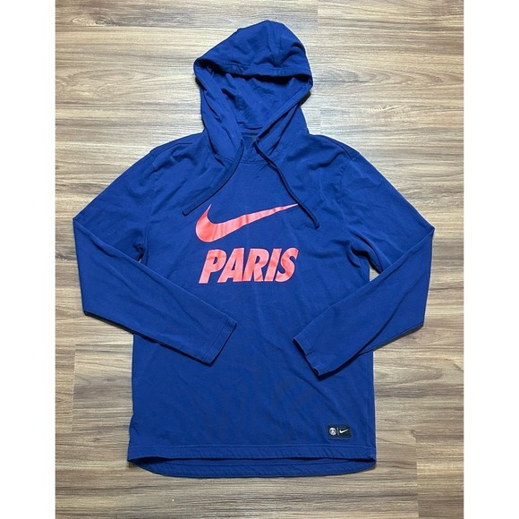 Nike Men's Paris St. Germain Pullover Hoodie Sweatshirt Blue (892550-421) Sz L - Picture 1 of 8